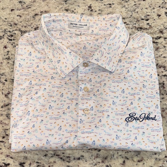 Peter Millar Other - Peter Millar Men's White Shirt with Colorful Print